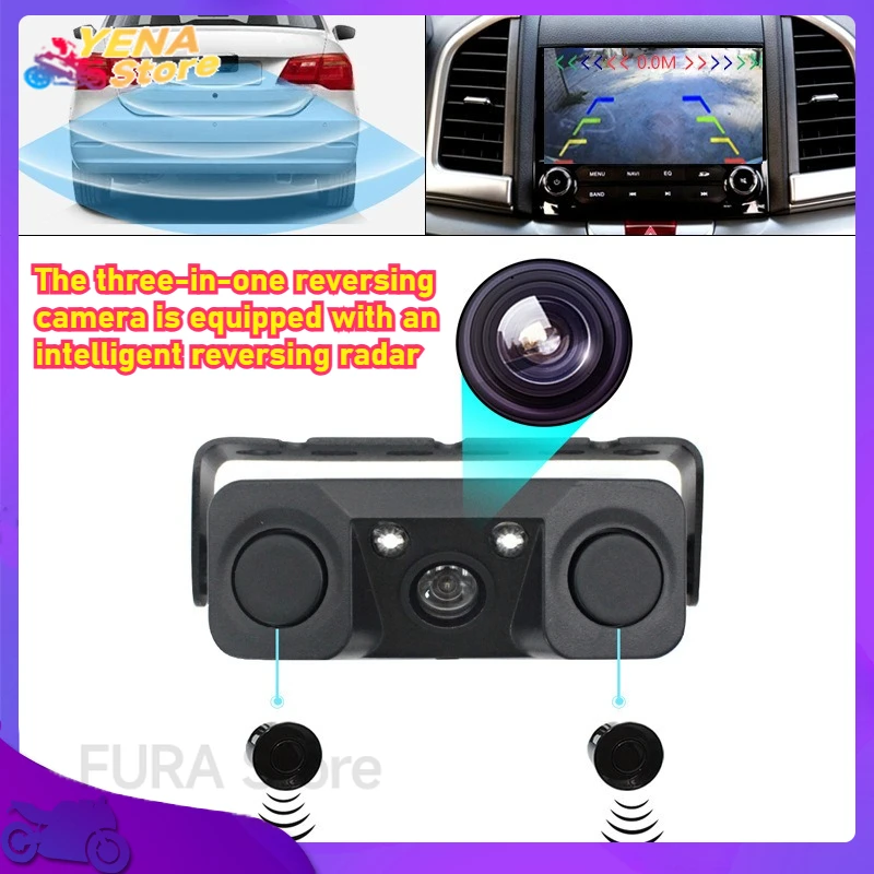 

Reversing camera 3-in-1, car night vision, rearview camera, parking sensor, with transmitter and receiver, car accessories