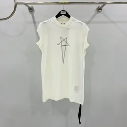 24SS Summer Y2K Rick Men's T-shirts Harajuku Star Pattern Sleeveless Owens T-shirt Vests Casual Hot Sale Loose RO Tops