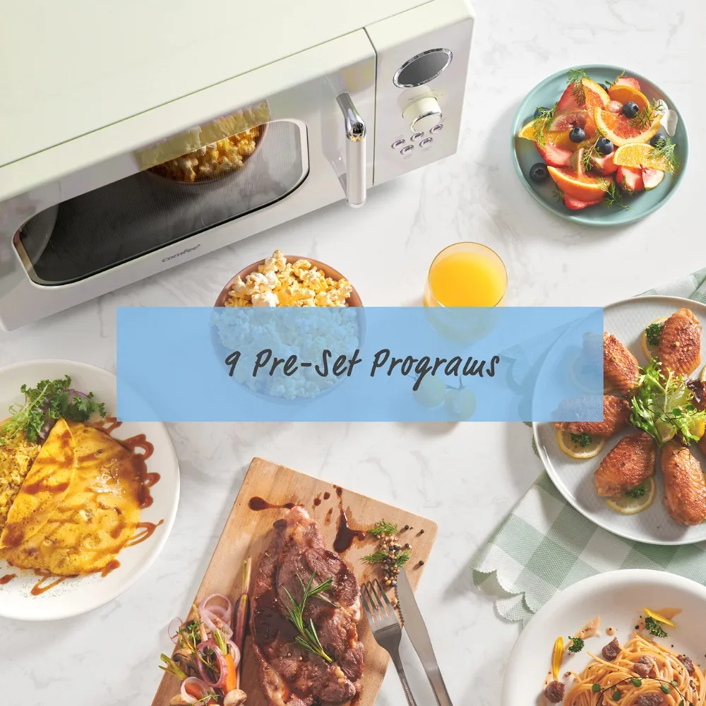 Oven Microwave Retro baru 2024 dengan 9 program Preset, memasak multi-tahap cepat