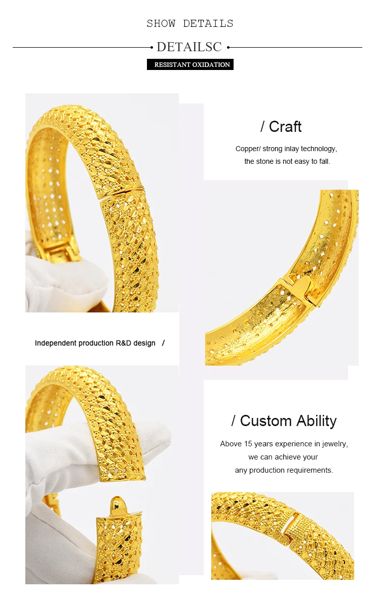 ANIID Neue Luxus Dubai Gold Farbe Armreifen Für Frauen Arabisch Braut Charme Armband Nigerianischen Hochzeit Geschenk Afrikanischen Schmuck Party – Detail 4