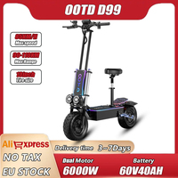 OOTD D99 E-Scooters 6000W Motor 60V40AH Battery Full Suspension Electric Scooter Off-Road 13-Inch Tire Hydraulic Brake E-Scooter