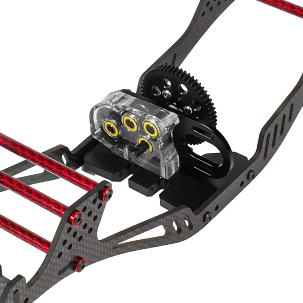 GLOBACT Acrílico LCG 2. Caja de cambios Overdrive de baja transmisión con placa protectora y engranaje de motor 15T para kit 1/10 AXIAL SCX10 I II