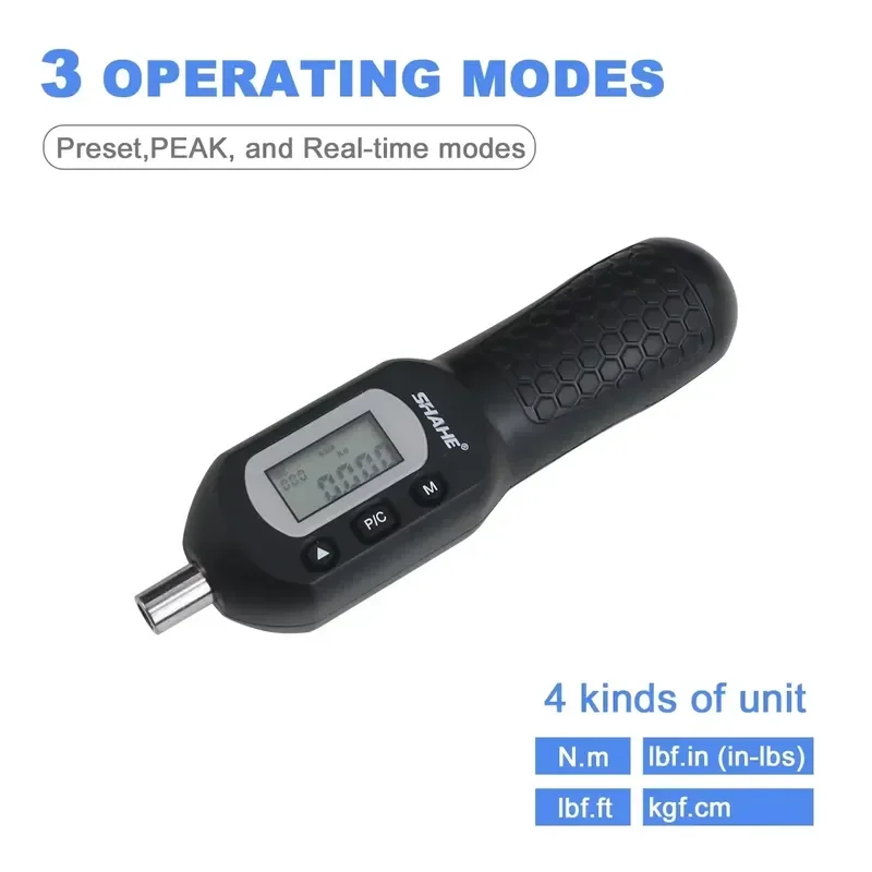 SHAHE 1/4 Inch Digital Preset Torque Screwdriver with 10pcs Bit Head Set High Precision Hand Tools Electrician Screwdriver