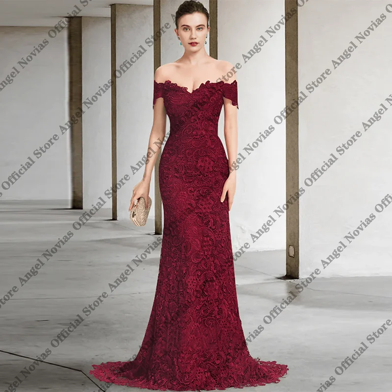 

Customized Long Mermaid Burgundy Lace Mother of the Bride Dresses 2026 Evening Party Dress vestido mãe de noiva 2026