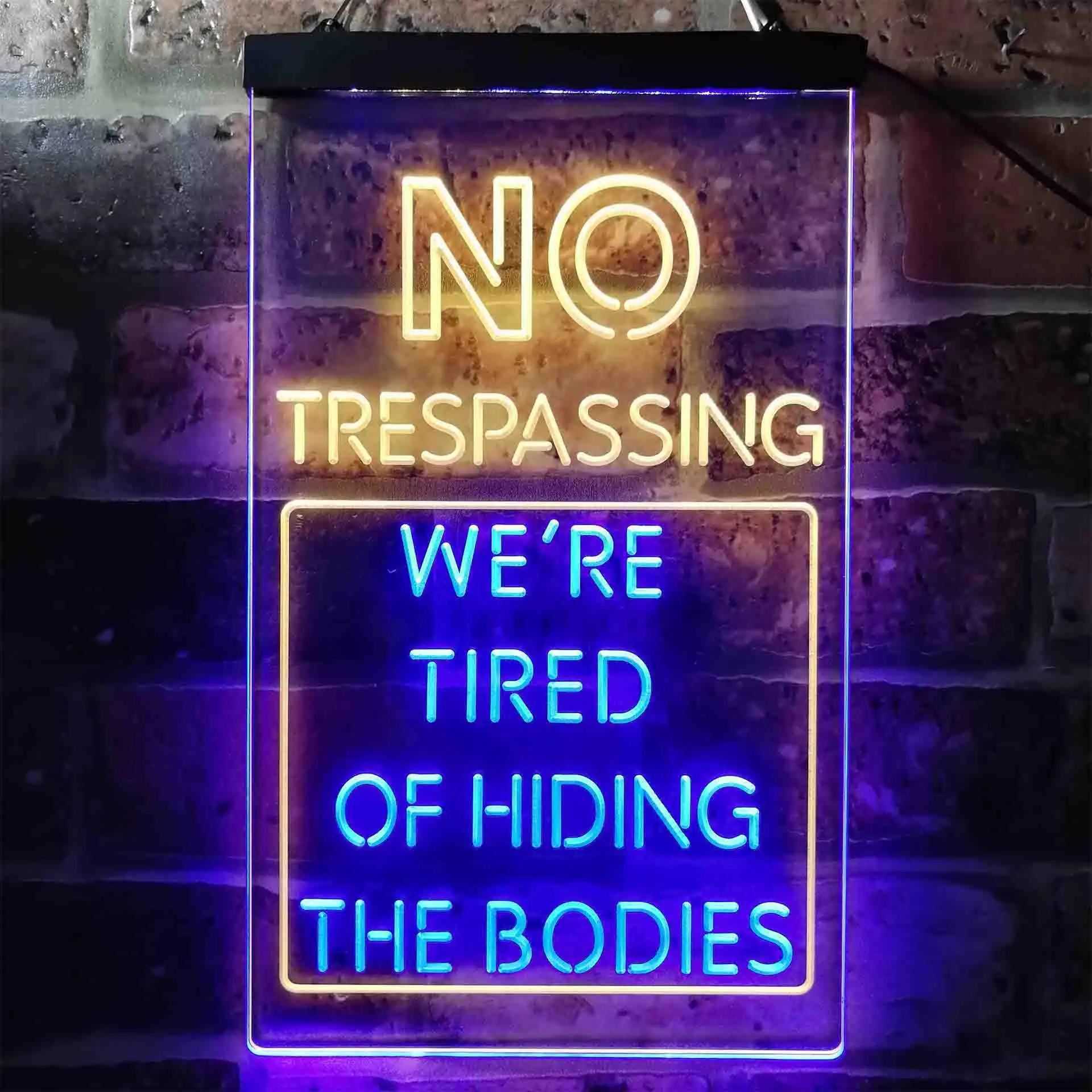 

Humor No Trespassing Tired of Hiding The Bodies Dual Color Led Neon Sign st6-i3942