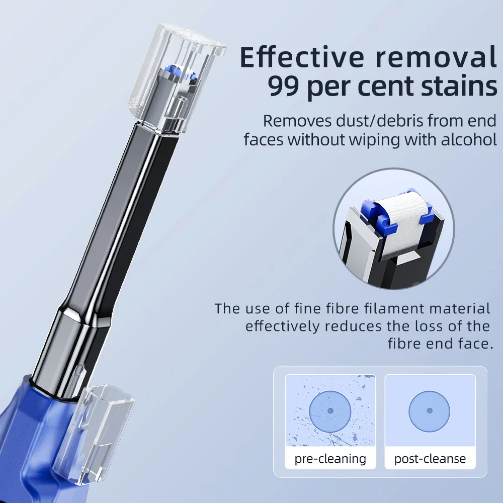 ZoeRax Caneta de limpeza de fibra óptica MPO Conector Limpador de fibra óptica Ferramentas de limpeza de conector Limpador de até 99% taxa de remoção de manchas