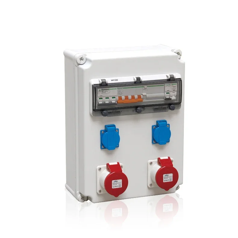 

European Standard IEC Power Board IP65 Electric Box With IP44 Power Sockets, Weatherproof Wall Mounting