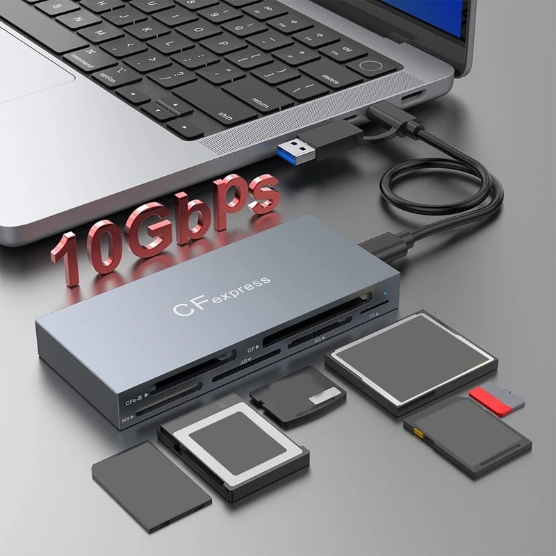 8 In 2 Cfexpress Type B/CF/XD/MS/SD/TF Card Reader Adapter 10Gbps Multi Memory Card Reader For Windows XP For MAC OS