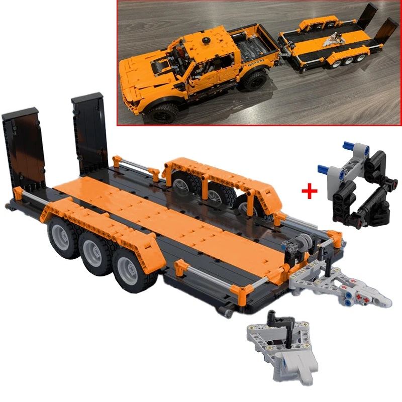 NIEUWE Auto Trailer voor F150 Raptor 42126 Technische Sleepwagen Model Bouwsteen Educatief Kid Monteren Baksteen Speelgoed Kerstcadeau - afbeelding 2
