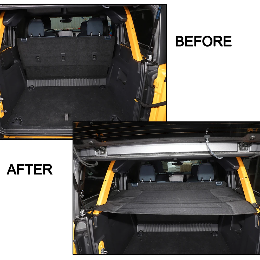 for Ford Bronco 2021 2022 2023 4-Doors Car Luggage Carrier Trunk Curtain Cover Stowing Tidying Auto Interior Accessories Black