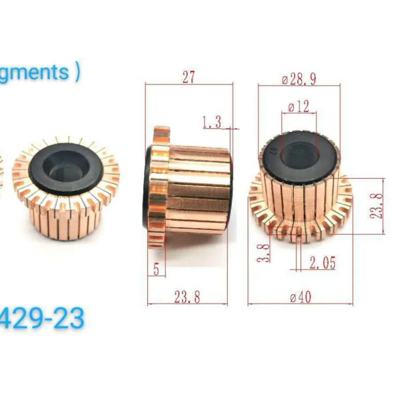 12x40x27mm 23p Zähne Kupfer haken Typ Elektromotor Kommutator