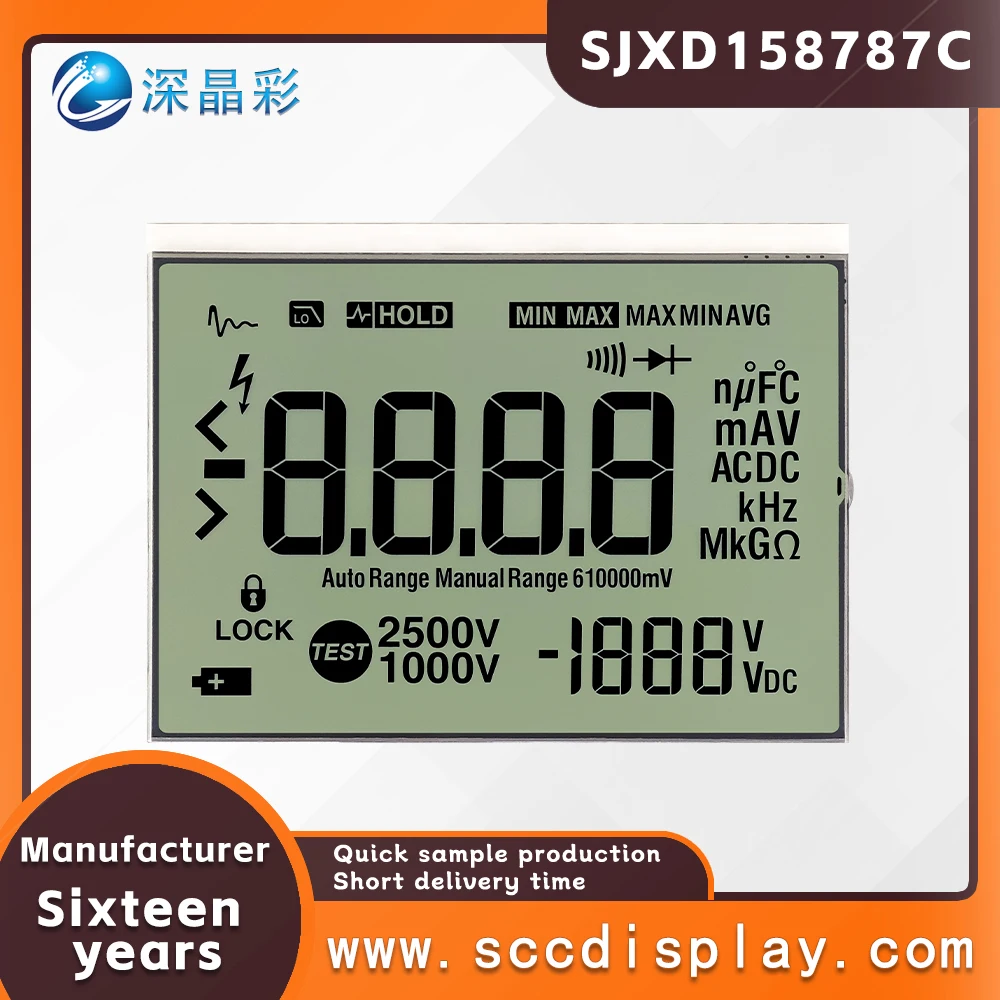 Customized LCD segment code screen SJXD158787C TN Monochrome smart meter LCD screen ultra wide temperature digital screen