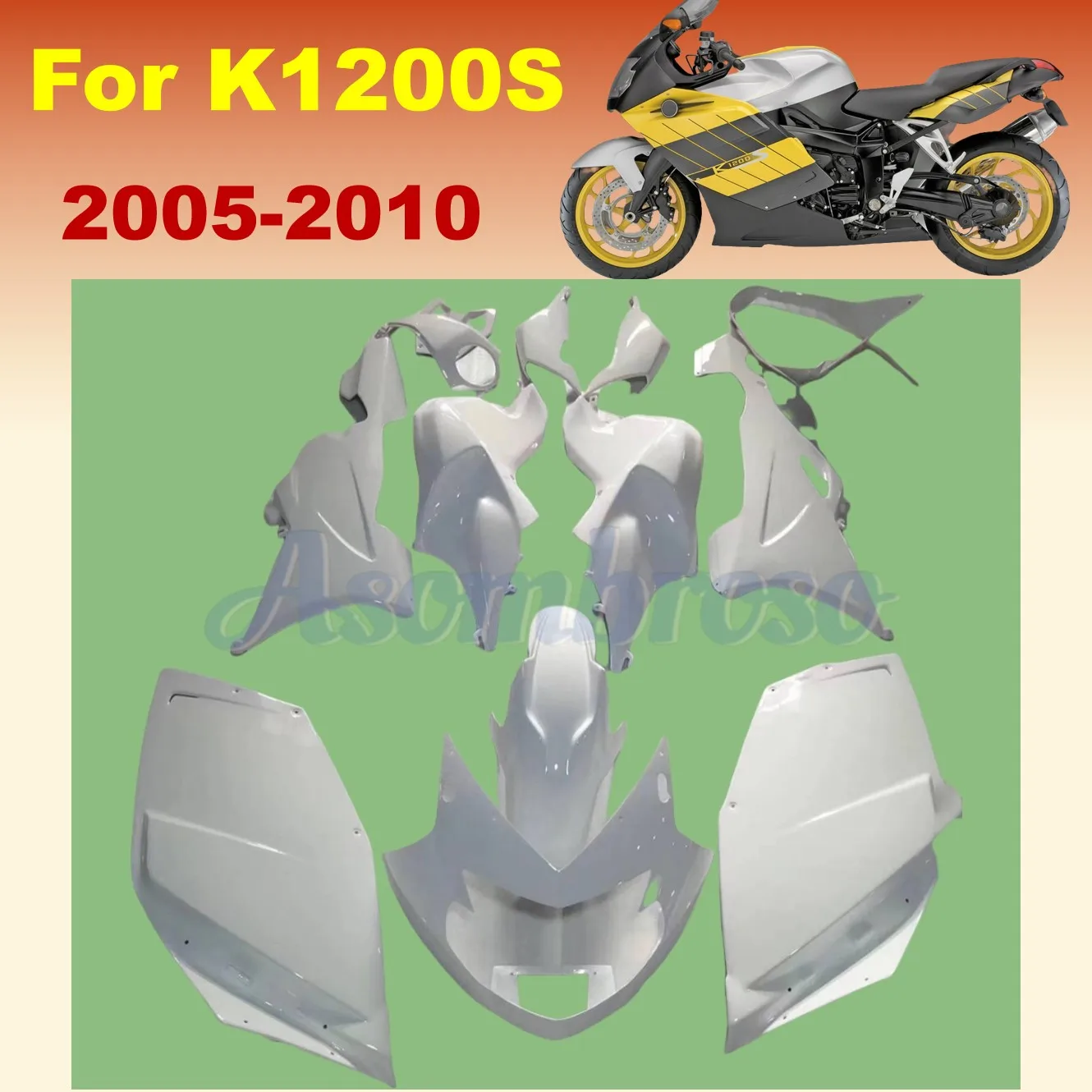 New Plastic Motocycle fairing kit for K1200S 2005 2006 2007 2008 2009 2010 K1200 Pure White Bodywork Cowl