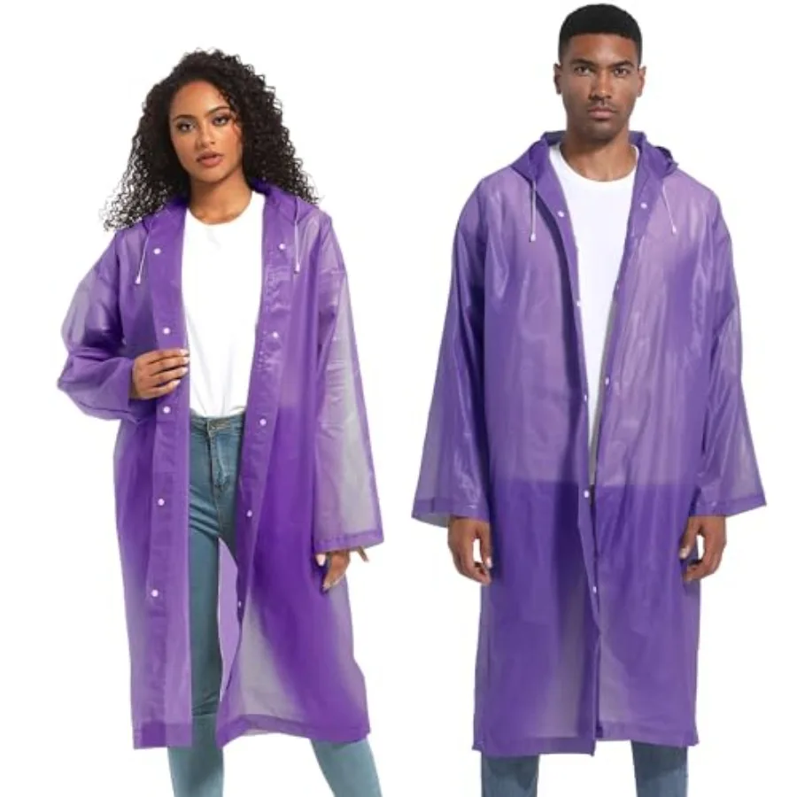 

Rain Ponchos for Adults Raincoats 2 PACK Reusable Rain Jackets Emergency Rain Ponchos with Hooded