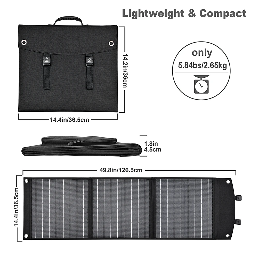 Outdoor Camping Portable 12v 18v 60w USB Dc Output Foldable Solar Panel Charger For Mobile Cell Phone Laptop Power Station