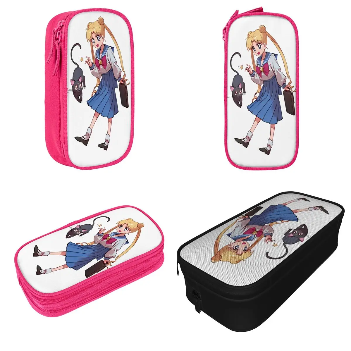 Sailormoons-estuche de lápices creativo para niños, bolsa grande de almacenamiento, suministros escolares, papelería