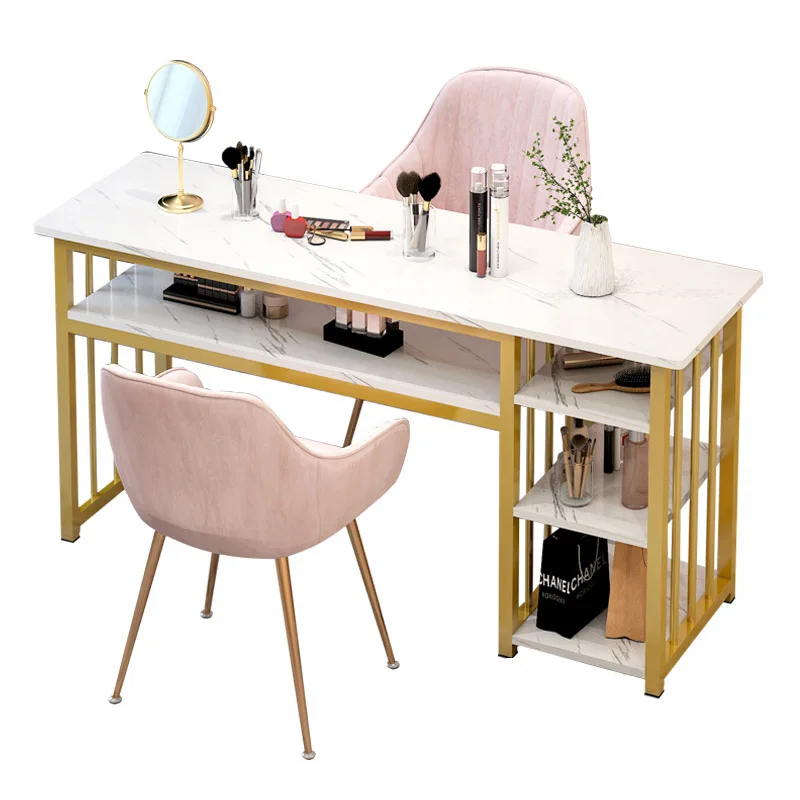 Modern Nail Tables Minimalist Manicure Shop Table and Chair Set Japanese Luxury Double Nail Manicure Tables with Drawers B