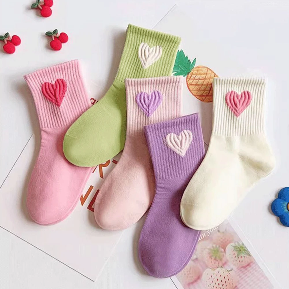 5/10 pairs of children's socks, girls' candy-colored sports socks, wholesale for spring, summer, autumn, and winter, moisture-wi