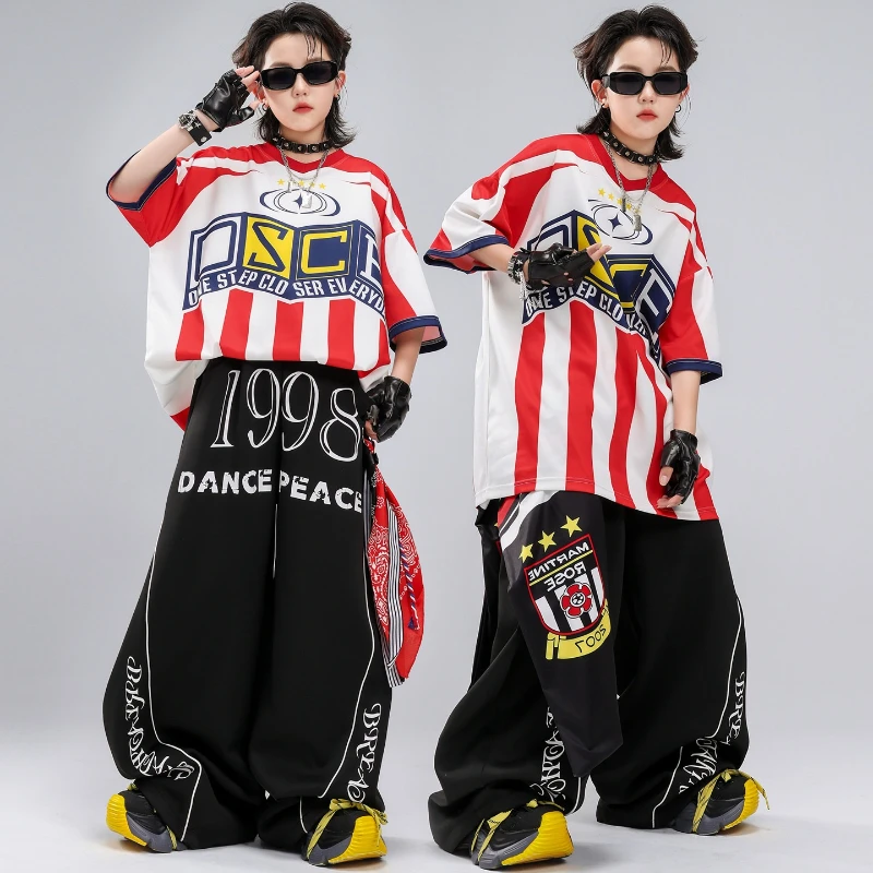 ファッションストリートダンス服男の子用ストライプ Tシャツカ - Street Fashion For Boy のレビューと価格