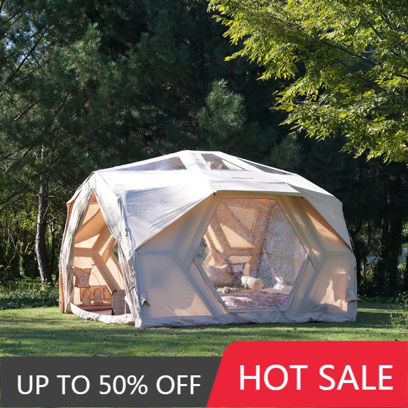Coody Hubshelter Pro Beige Inflatable Air Tent 4 Seasons Cotton Fabric Portable Family Outdoor Glamping Tent