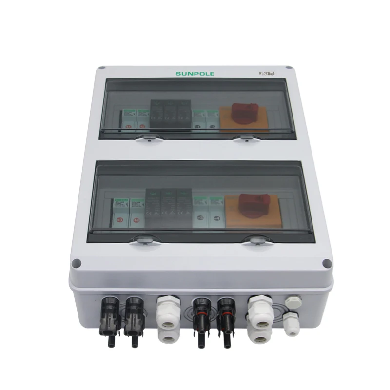 4 input 2 out DC 1000V Solar photovoltaic PV Combiner Box With Lightning Protection Fuse Isolator Switch SPD Waterproof Box IP65