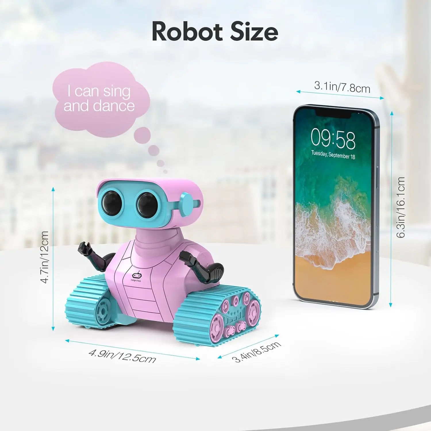 ALLCELE Robot Toys, Robot RC per Bambini Ragazzi, Giocattolo Telecomandato con Musica e Occhi LED, Regalo Ideale per Bambini-Rosa Blu