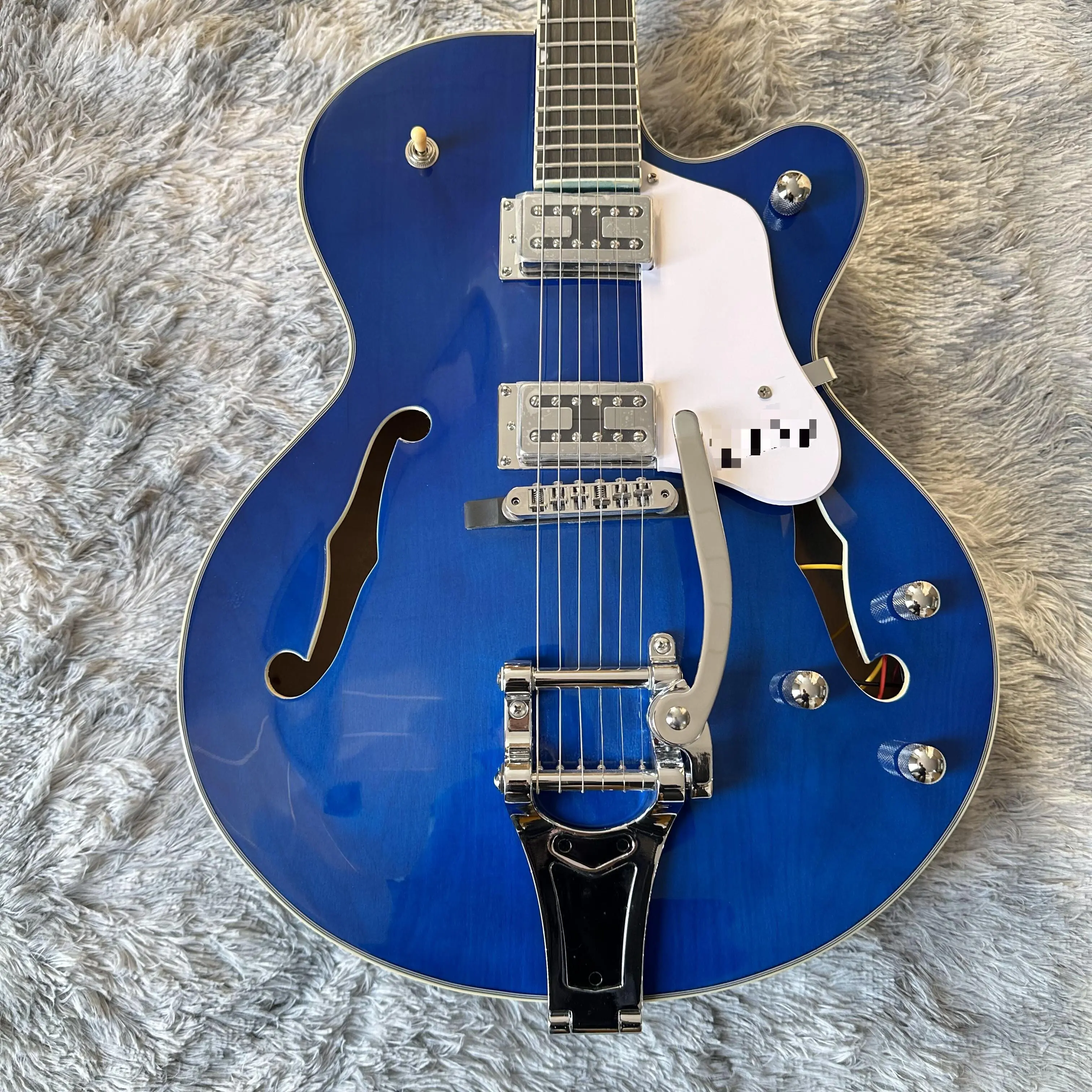 

Custom Shop Blue Electric Guitar with Silver Accessories Comes with Free Shipping
