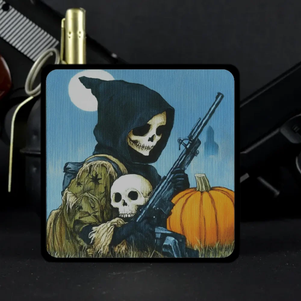 

Halloween Skeleton Warrior Morale Badge Skull Pumpkin Tactical Patch Printed Hook&loop Emblem Military Combat Backpack Stickers