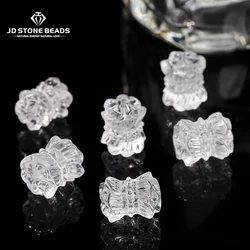 1 Pc Natural Rock Quartz Carved Double Lotus Bead White Crystal Buddha Pendant For Jewelry Making Bracelet Necklace Accessory