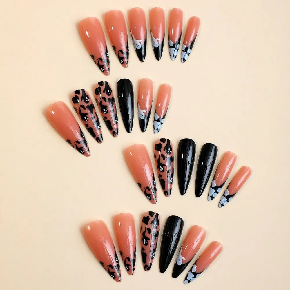 New Long Stiletto False Nails Moon Stars Mystery Fake Nails Detachable French Press on Nails DIY