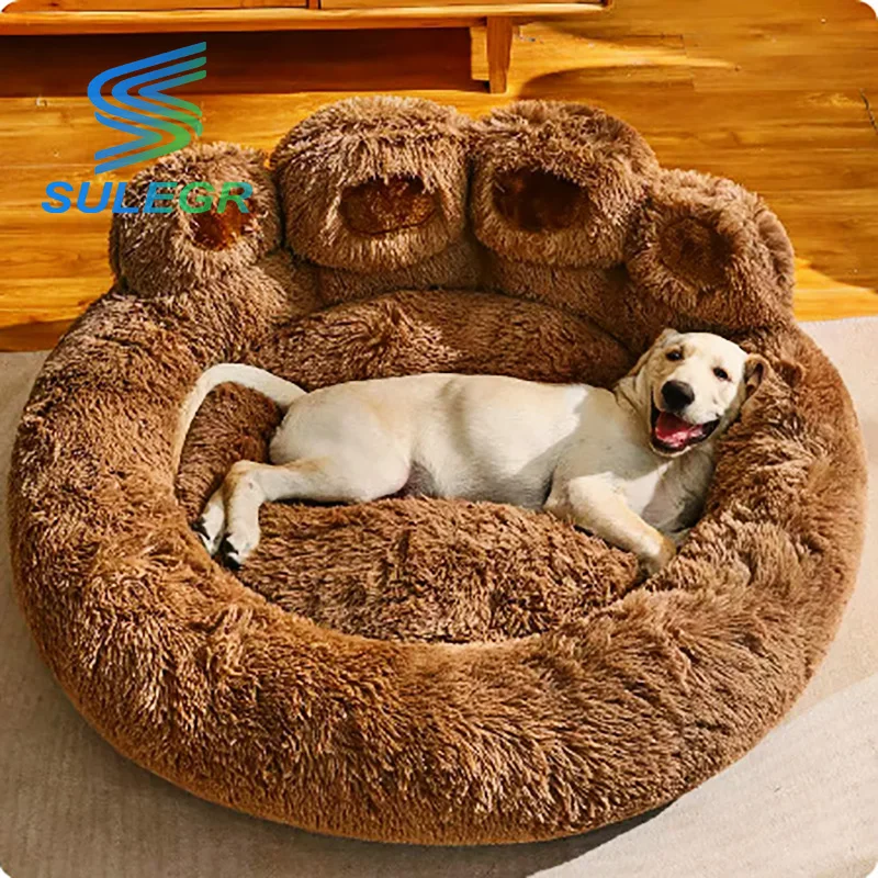 

Fluffy Dog Bed Large Pet Products Dogs Beds Small Sofa Baskets Pets Kennel Mat Puppy Cats Supplies Basket Blanket Accessories