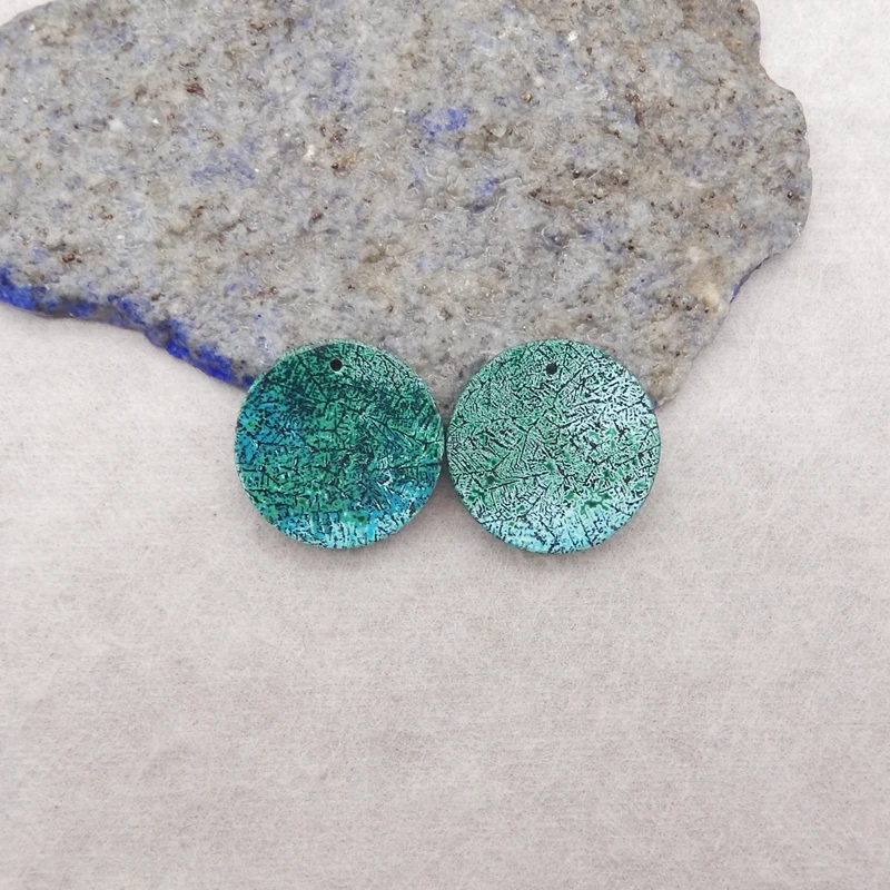 

Круглые бусины для сережек B&F Chrysocolla, 20x3 мм, 5,1 г, бусины из натурального камня ручной работы, полированные камни для изготовления ювелирных изделий