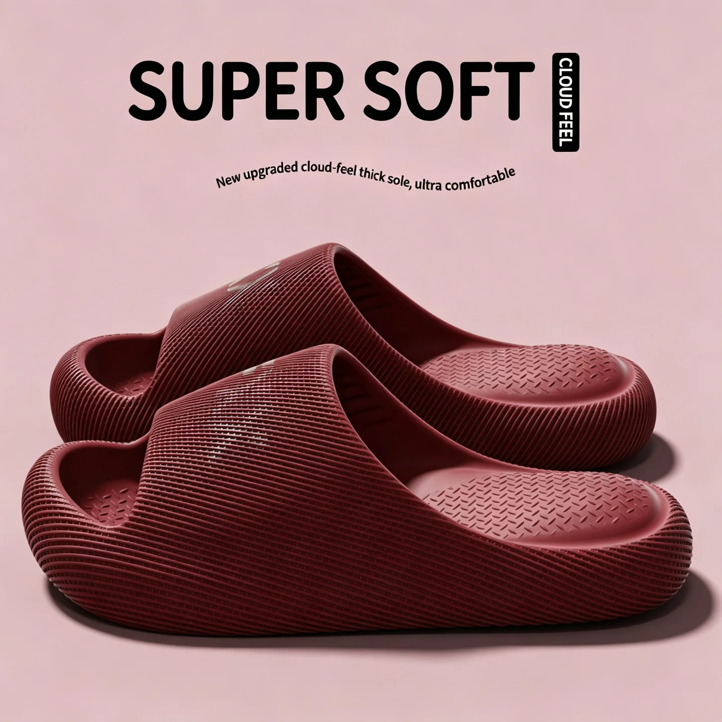 Damen- und Herren-Hausschuhe, dicke, weiche Sohle, rutschfest, „Cloud“-Design, schnelltrocknend, superweich, Badeschuhe, Hausschuhe für drinnen und draußen. – Detail 6
