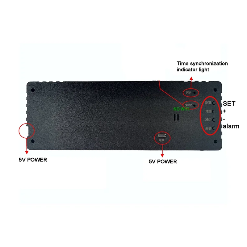 -BOFF GPS Satellite Synchronization 2.3-Inch LED Clock Auto Timing Calibration Alarm Clock USB Type-C 5V Power Adjustable Bright