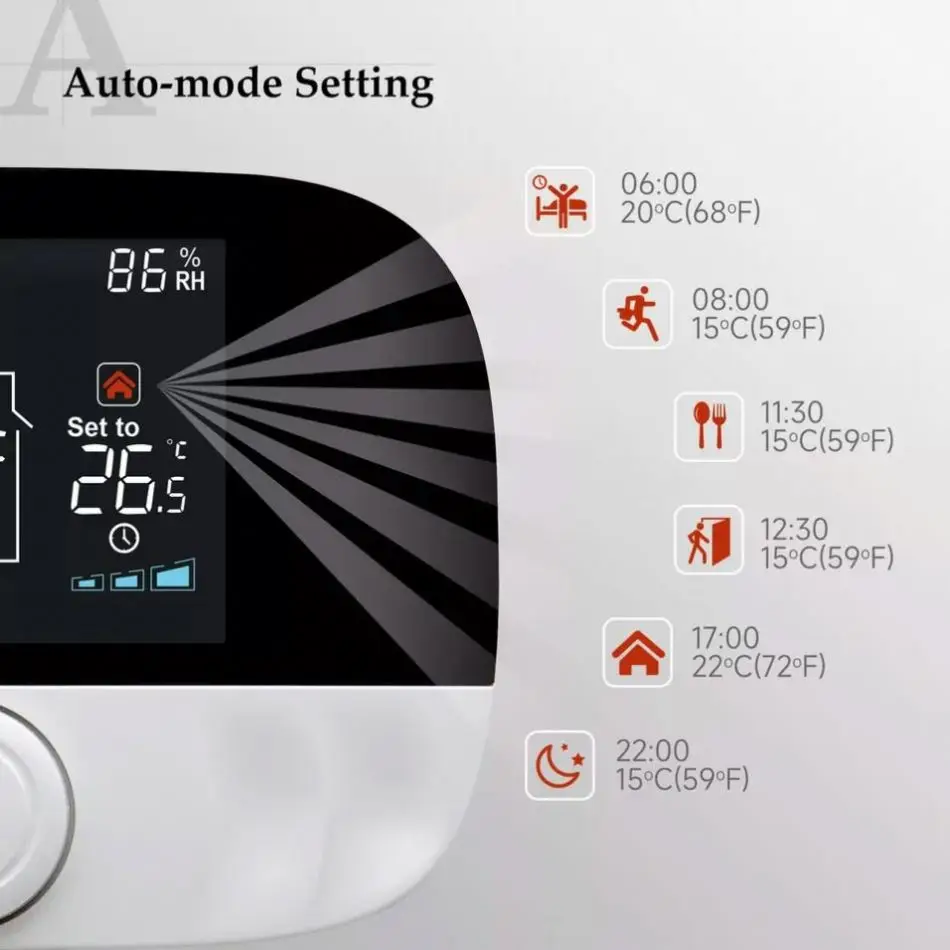 Smart home thermostat with LCD touch screen 230 volt electric heating, suitable for water gas boiler temperature controller