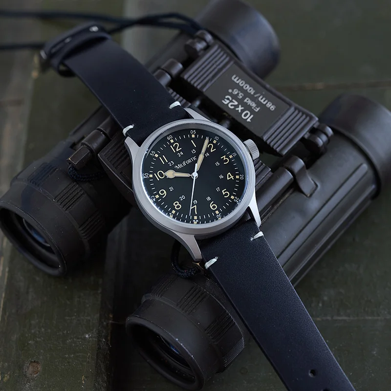 Milifortic Field Watches 38mm Sapphire Crystal Leather Retro Luminous 100M Waterproof Stainless Steel VH31 Quartz Wristwatches