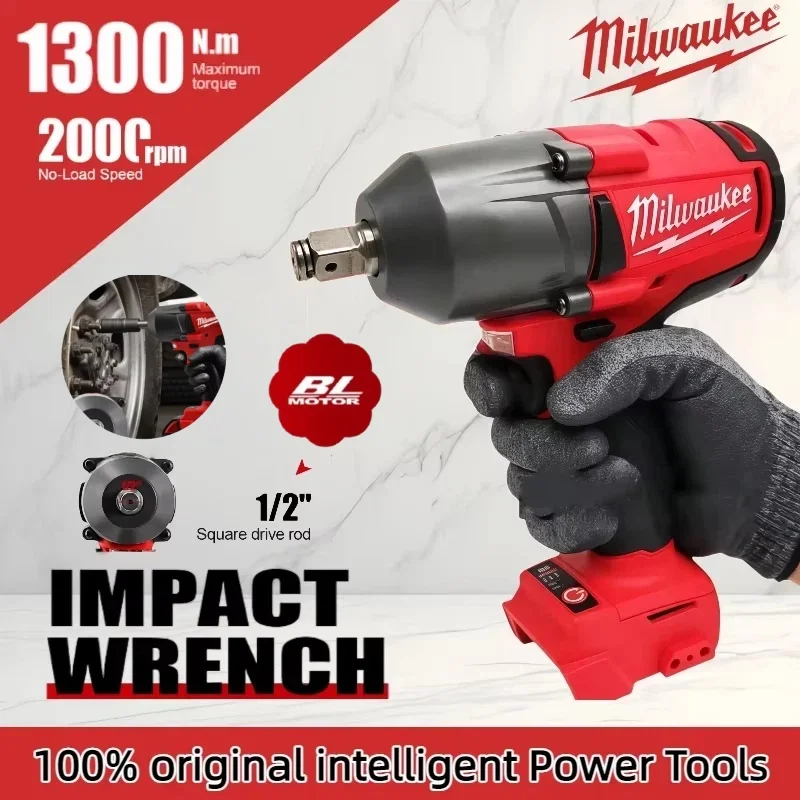 Milwaukee Large Torque  Cordless Impact Wrench Car Truck Repair Power Tools 1300NM Brushless Electric Wrench For 18V20V Battery