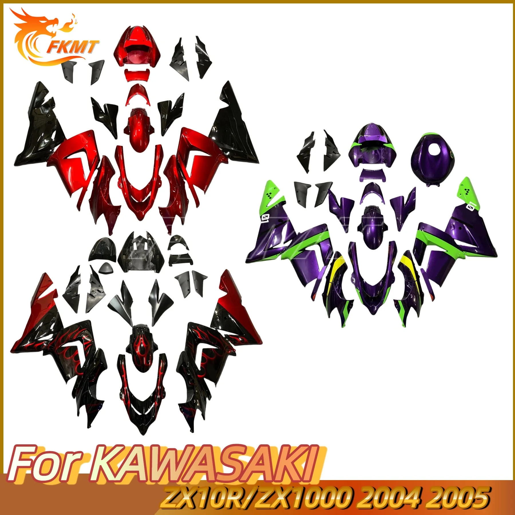 

Bodywork for Kawasaki ZX10r 2004 - 2005 Green Black Red Fairings Fairing for Kawasaki ZX10r 04 05 2004 2005