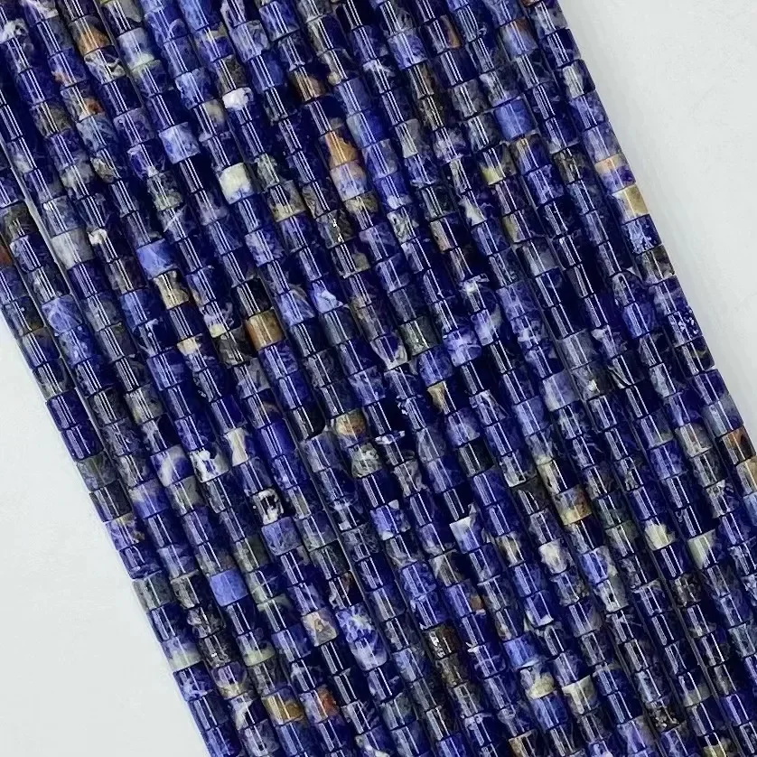 Natural Blue sodalite 4 * 4 Tube Beads  Loose Beads Jewelry Bracelet Necklace 38cm Accessories Manufacturer Wholesale