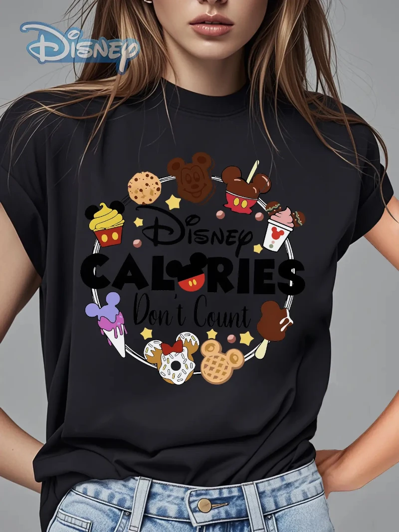 Disney Authorizes Mickey Mouse Pattern Summer Round Neck Short Sleeved T-shirt for Women with Printed Pattern T-shirt Top