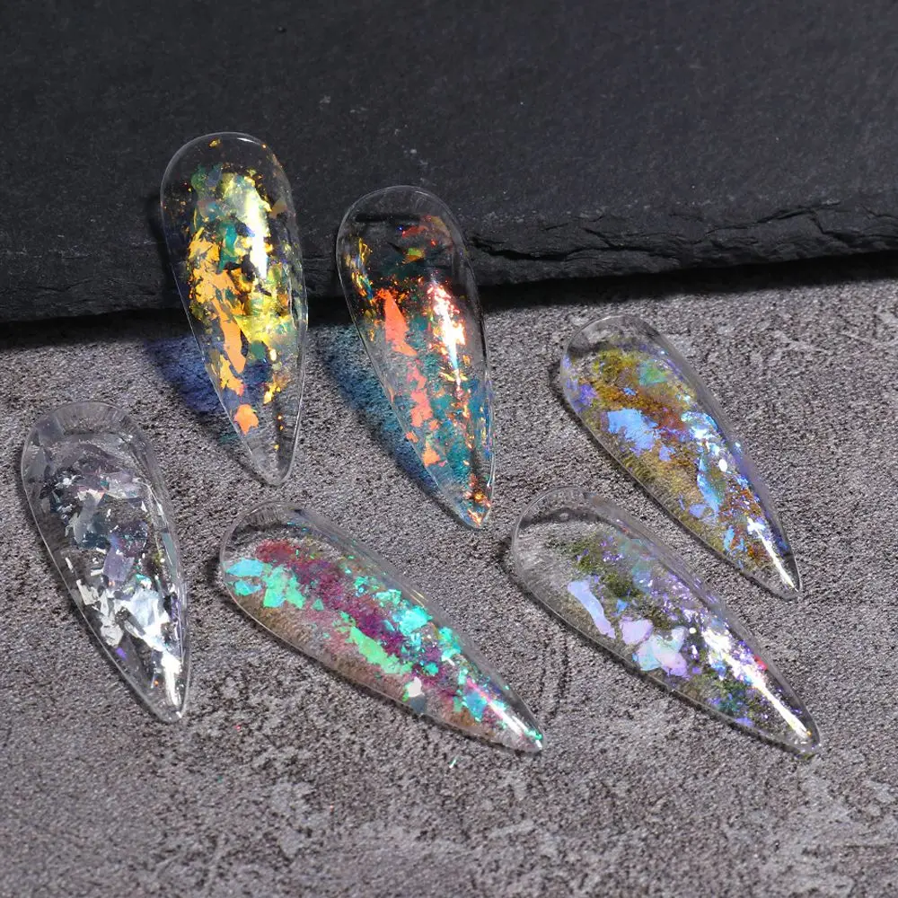 3D Nail Glitter Iridescent Holographic Nail Edelweiss Powder Aurora Nail Flakes Glitter Nail Sequins Irregular Nail Paillette