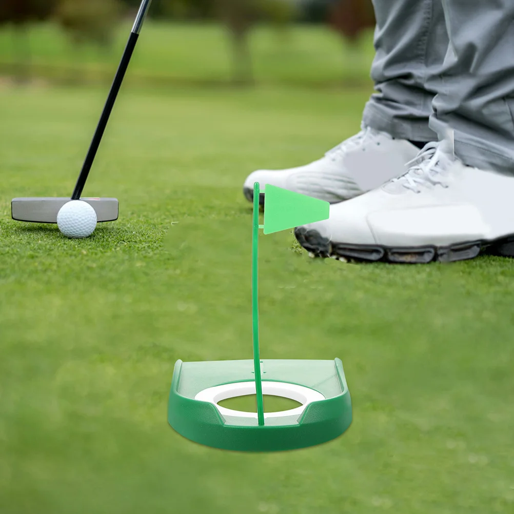 3 قطع من كوب وضع الممارسة لتدريب الجولف في الأماكن المغلقة، كوب بفتحة خضراء محمول وخفيف الوزن بتصميم مدمج ABS