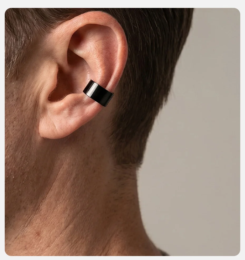 Vnox 6/12mm Breite Polierter Edelstahl Ohrklemme, Nicht-Durchstechende Knorpel-Clip-Ohrringe Ohrschmuck Punk-Geschenke für Männer Frauen – Detail 2