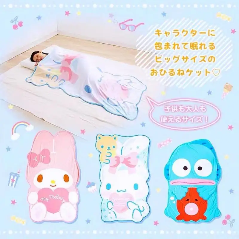 Sanrio Mymelody Cinnamoroll Kawaii Cartoon Doll Sleeping Blanket Air Conditioning Blanket Girl Heart Cool Ice Silk Blanket Quilt