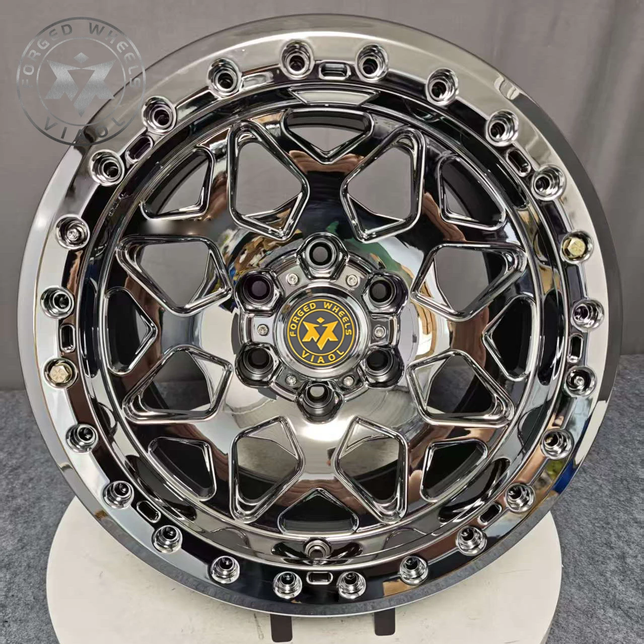 

Viaol Chrome Polished New Forged Racing Aluminum Alloy Wheels 4x4 Off-Road for 16 17 18 Inch Pickup&SUV LC200 with ing Ring