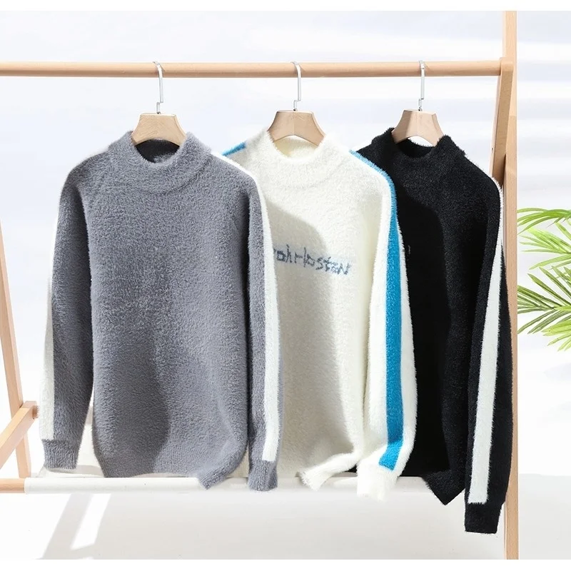 

Men's Thiened Mid-Ne Base irt Faionable Autumn Winter Warm Inner Wear Turtlene Sweater Youth Trend Long Sve