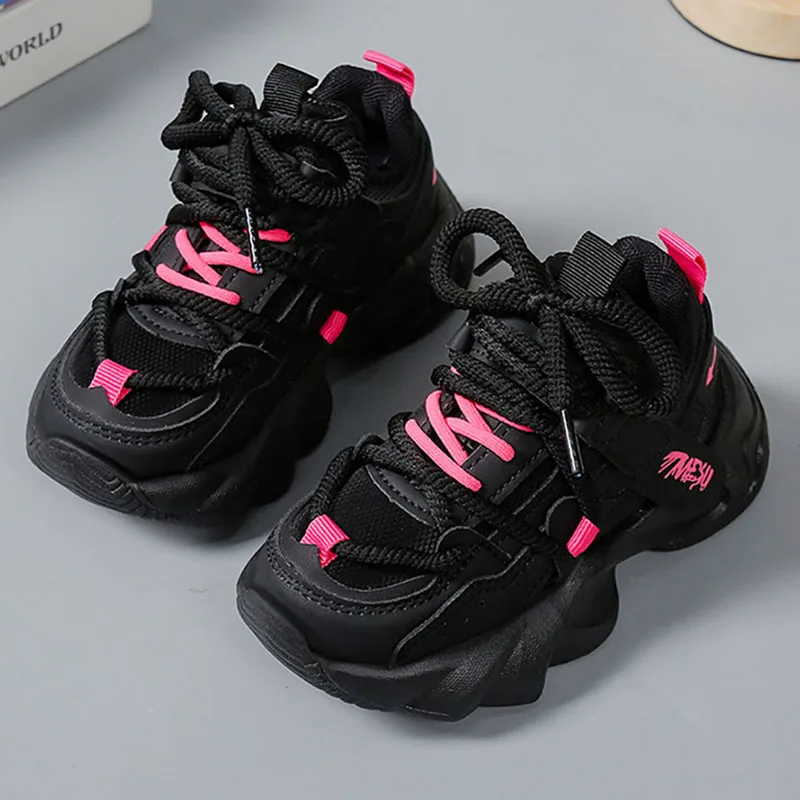 Winter Cotton Shoes For Children PU Leather Plush Warm Snow Shoes Trend Fashion Anti-slippery Teenager Girl's Sneakers