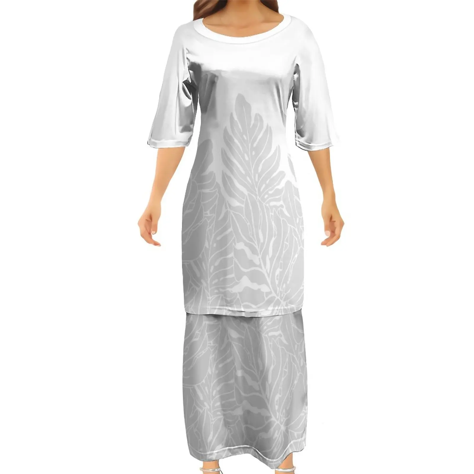 

2024 New summerwhite Design Polynesian Tribal Samoan Puletasi Custom Mother Day Plus Size Womens Dresses 9XL