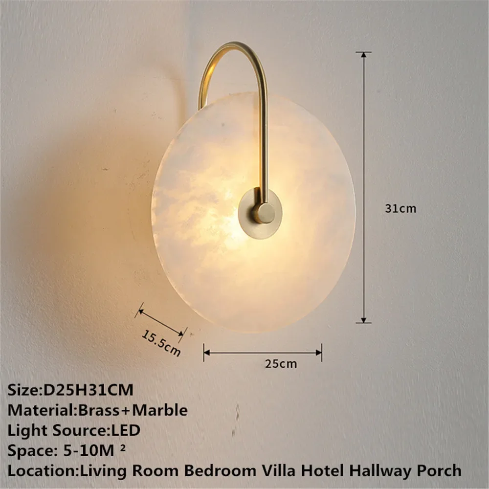 SOFEINA Contemporary Brass Wall LampCreativity Marble Living Room Bedroom Study Room Hotel Villa Model Room Hall Way Aisle Light image 2
