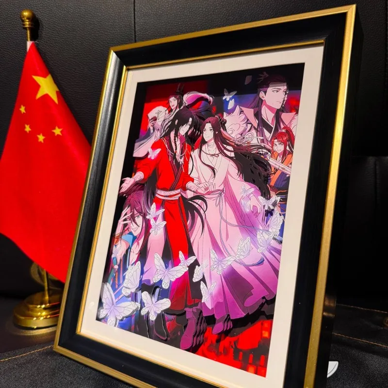 Tian Guan Ci Fu Xie Lian & Hua Cheng 3D Paper Sculpture Art with Display Frame - Heaven Official's Blessing Anime Decor - Image 2